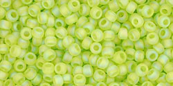 TOHO Round 11/0 Tube 2.5" : Transparent-Rainbow Frosted Lime Green