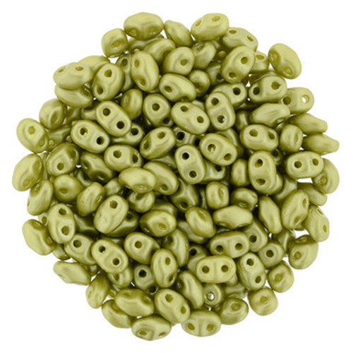 Matubo MiniDuo 4 x 2mm Bead, Pearl Coat - Chartreuse, 2.5-Inch Tube