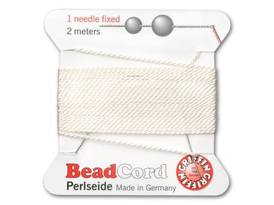 Griffin : No. 8 (0.80mm) 100% Silk Bead Cord, White, 2-Meter Card