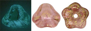 Starman Bell Flowers 8 x 6mm : Glow in the Dark - Luster - Transparent Topaz/Pink (30pcs)
