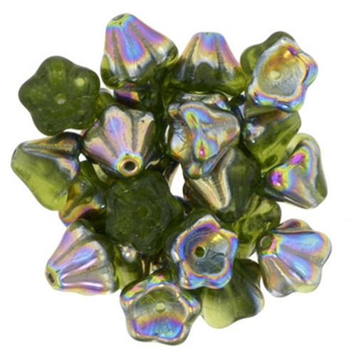 Starman Bell Flowers 8 x 6mm : Olivine - Vitral (50pcs)