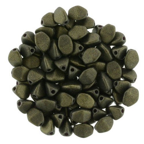 Starman Pinch Beads 5 x 3mm : Metallic Suede - Dk Green (50pcs)