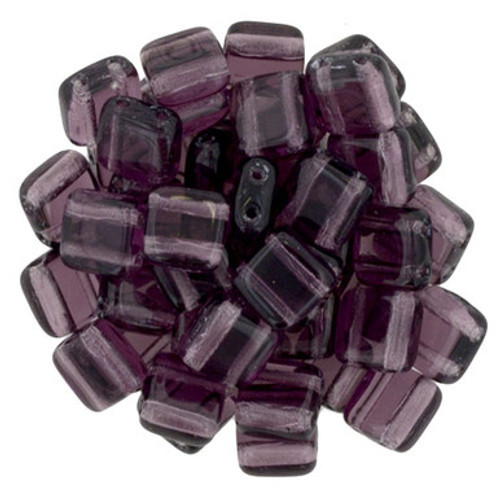 CzechMates Tile 6mm Bead, Med Amethyst - 50pcs
