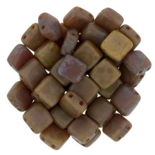 CzechMates Tile 6mm Bead, Brown Caramel - Picasso - 50pcs