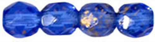 Starman Fire-Polish 4mm : Gold Marbled - Sapphire (50pcs)
