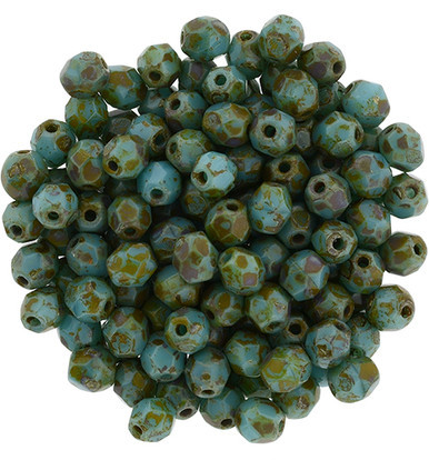 Starman Fire-Polish 4mm : Persian Turquoise - Picasso (50pcs)