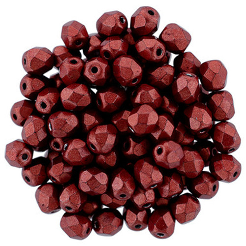Starman Fire-Polish 4mm : ColorTrends: Saturated Metallic Cherry Tomato (50pcs)