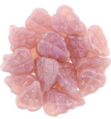 Starman Leaves 10 x 8mm Vertical Hole : Rose Shimmer Milky Pink (25pcs)