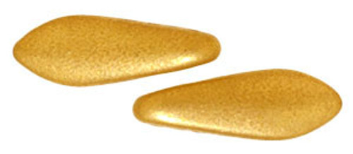CzechMates Two-Hole Dagger 16 x 5mm Dagger Bead, Matte Metallic Goldenrod - 50pcs