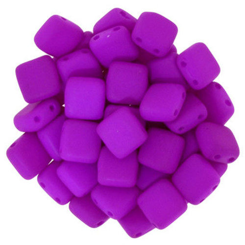 CzechMates Tile 6mm Bead Neon Purple (25pcs) - 25pcs