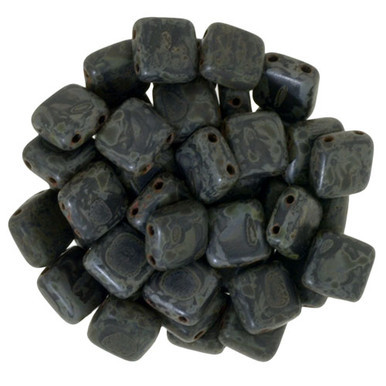 CzechMates Tile 6mm Bead, Matte Jet - Picasso - 50pcs