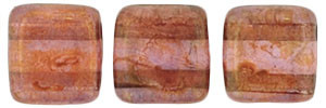 CzechMates Tile 6mm Bead, Luster Rose/Gold Topaz - 50pcs
