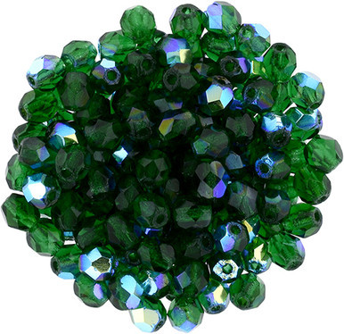 Starman Fire-Polish 4mm : Emerald AB (50pcs)
