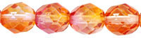 Starman Fire-Polish 8mm : Dual Coated - Fuchsia/Cantaloupe (25pcs)