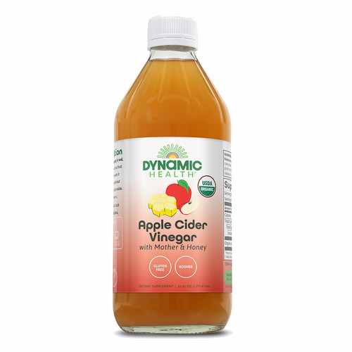DYNAMIC HEALTH ORGANIC RAW APPLE CIDER VINEGAR WITH THE MOTHER & HONEY (GLASS) 16 FL. OZ DYNAMIC HEALTH ORGANIC RAW APPLE CIDER VINEGAR WITH THE MOTHER & HONEY (GLASS) 16 FL. OZ