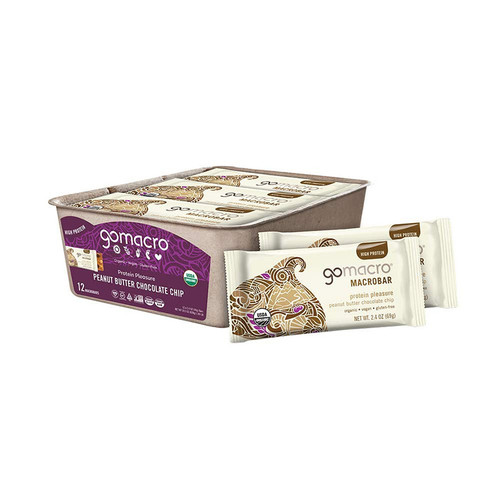 GOMACRO PEANUT BUTTER CHOCOLATE CHIP MACROBAR 12 (2.4 OZ.) PACK GOMACRO PEANUT BUTTER CHOCOLATE CHIP MACROBAR 12 (2.4 OZ.) PACK