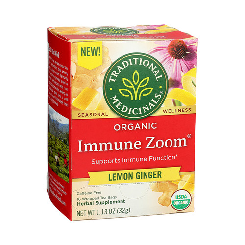 TRADITIONAL MEDICINALS IMMUNE ZOOM LEMON GINGER TEA 16 TEA BAGS TRADITIONAL MEDICINALS IMMUNE ZOOM LEMON GINGER TEA 16 TEA BAGS
