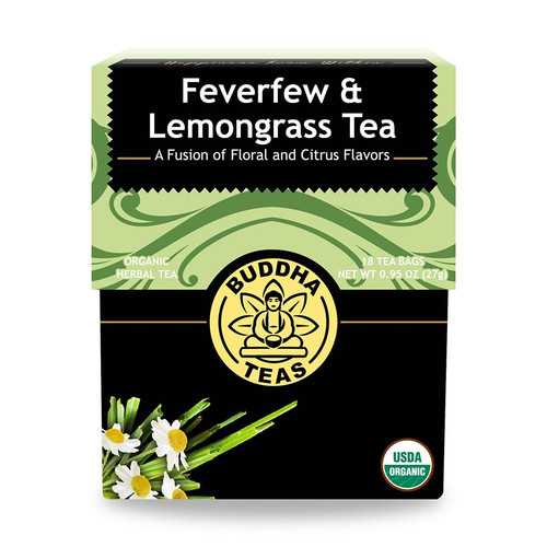 BUDDHA TEAS ORGANIC FEVERFEW LEMONGRASS 18 TEA BAGS BUDDHA TEAS ORGANIC FEVERFEW LEMONGRASS 18 TEA BAGS