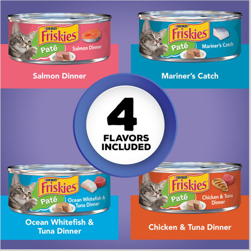 Purina Friskies Seafood & Chicken Pate Favorites Variety Pack Wet Cat Food, 5.5-oz can, case of 40 Purina Friskies Seafood & Chicken Pate Favorites Variety Pack Wet Cat Food, 5.5-oz can, case of 40