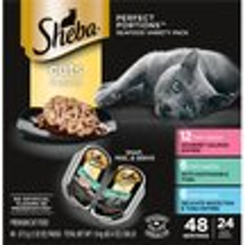 Sheba Perfect Portions Grain-Free Gourmet Salmon, Sustainable Tuna & Delicate Whitefish & Tuna Cuts in Gravy Variety Pack Adult Wet Cat Food Trays, 2.6-oz, case of 24 twin-packs Sheba Perfect Portions Grain-Free Gourmet Salmon, Sustainable Tuna & Delicate Whitefish & Tuna Cuts in Gravy Variety Pack Adult Wet Cat Food Trays, 2.6-oz, case of 24 twin-packs