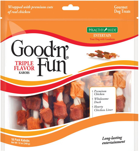 Good 'n' Fun Triple Flavor Kabobs Chicken, Duck & Chicken Liver Dog Chews Good 'n' Fun Triple Flavor Kabobs Chicken, Duck & Chicken Liver Dog Chews