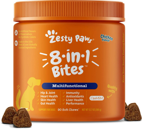 Zesty Paws Multivitamin 8-in-1 Bites Chicken Flavored Soft Chews Supplement for Dogs Zesty Paws Multivitamin 8-in-1 Bites Chicken Flavored Soft Chews Supplement for Dogs