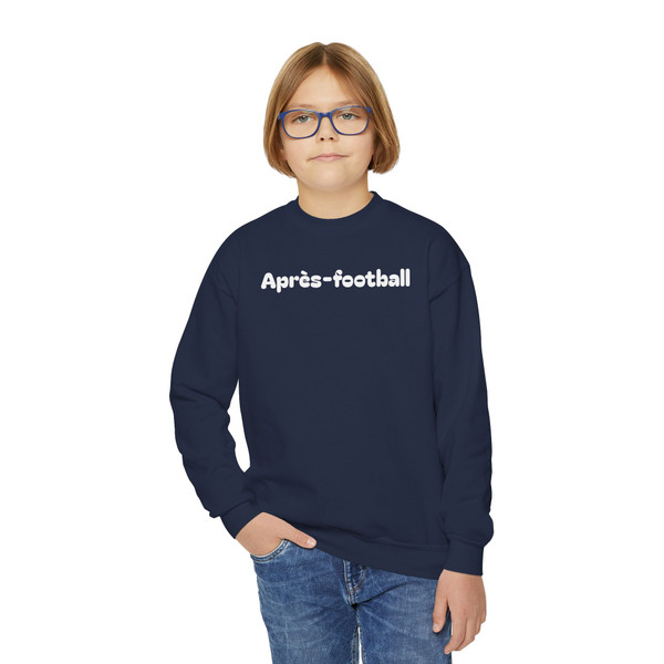 Youth Crewneck Sweatshirt — "Après-football" Logo Pullover for Young Fans