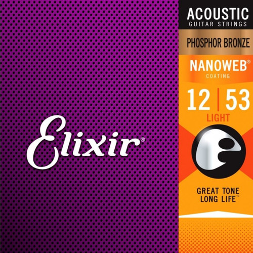 Elixir Phosphor Bronze Acoustic Guitar 12/53 Light Gauge Strings