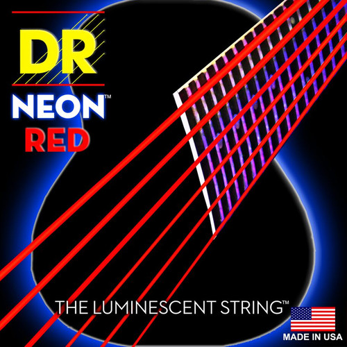 DR Strings NEON Red 11/50 Luminescent Acoustic Guitar Strings