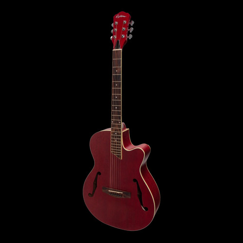 Martinez Jazz Hybrid Electric/Acoustic Guitar Black - Guitar