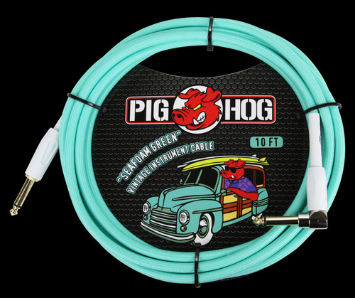 Pig Hog 3m/10ft Straight/Right Angle Instrument Cable Seafoam Green