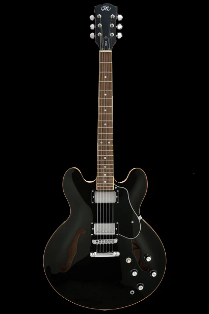 SX Semi-Hollow 335 Style Electric Guitar - Black