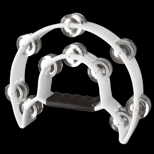 Stagg Half Moon Tambourine w/20 Jingles - White