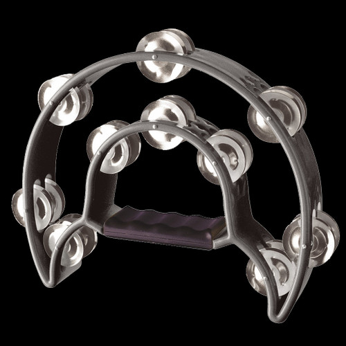 Stagg Half Moon Tambourine w/20 Jingles - Black