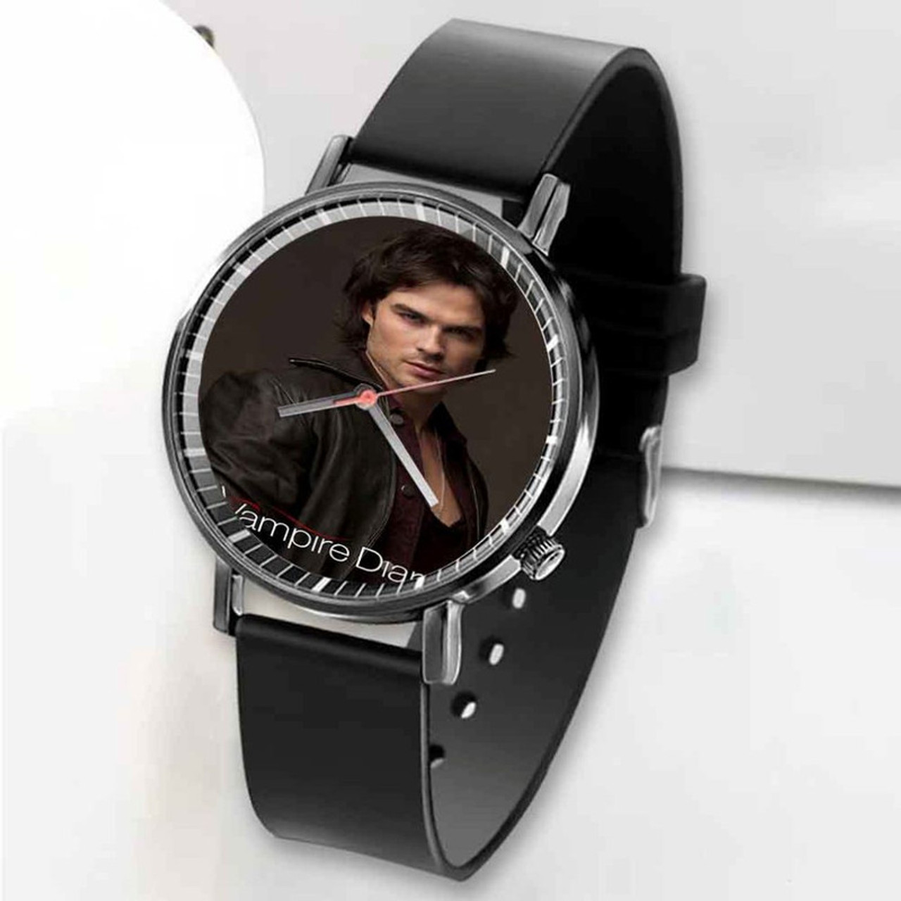 Pastele Damon Salvatore Vampire Diaries Watch Custom Unisex Black Quartz  Watch Premium Gift Box Watches