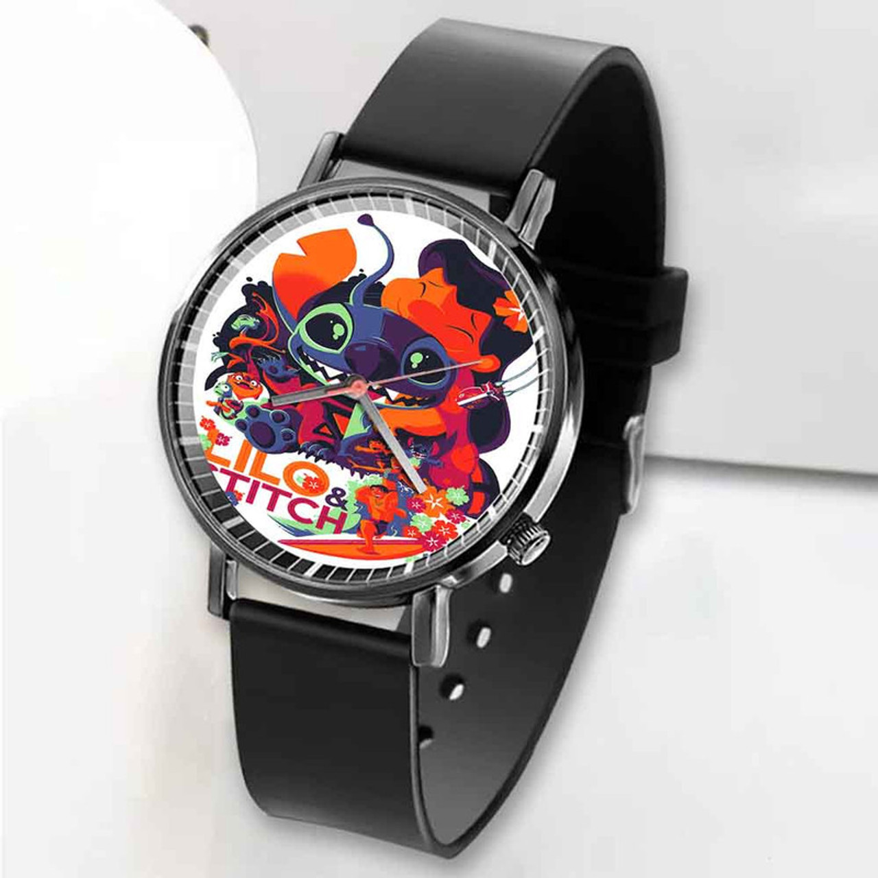 Pastele New Disney Lilo Stitch Custom Unisex Black Quartz Watch Premium  Gift Box Watches