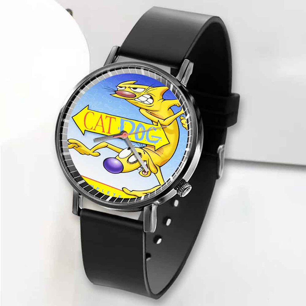 Pastele Cat Dog Watch Custom Unisex Black Quartz Watch Premium Gift Box  Watches