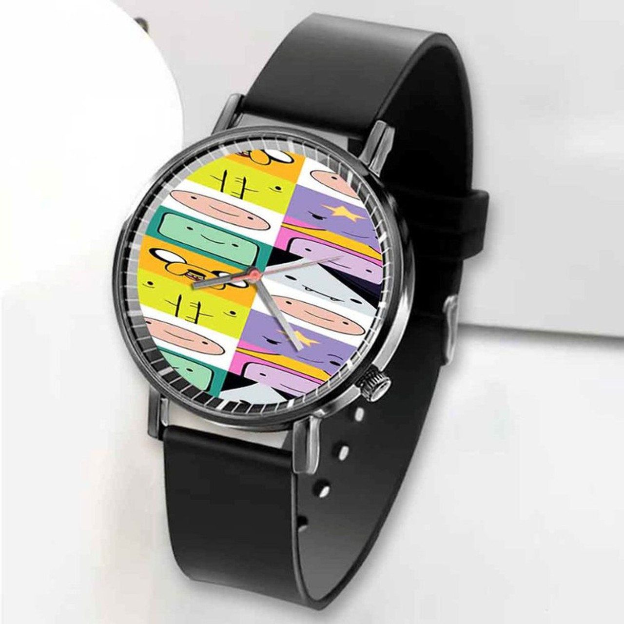 Pastele New Adventure Time Jake Finn and Friends Custom Unisex Black Quartz  Watch Premium Gift Box