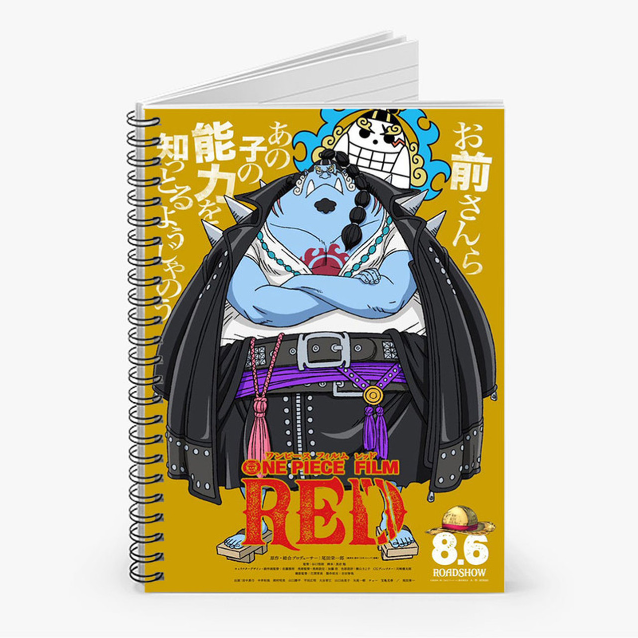 Pastele One Piece Film Red Anime Custom Spiral Notebook Ruled Line