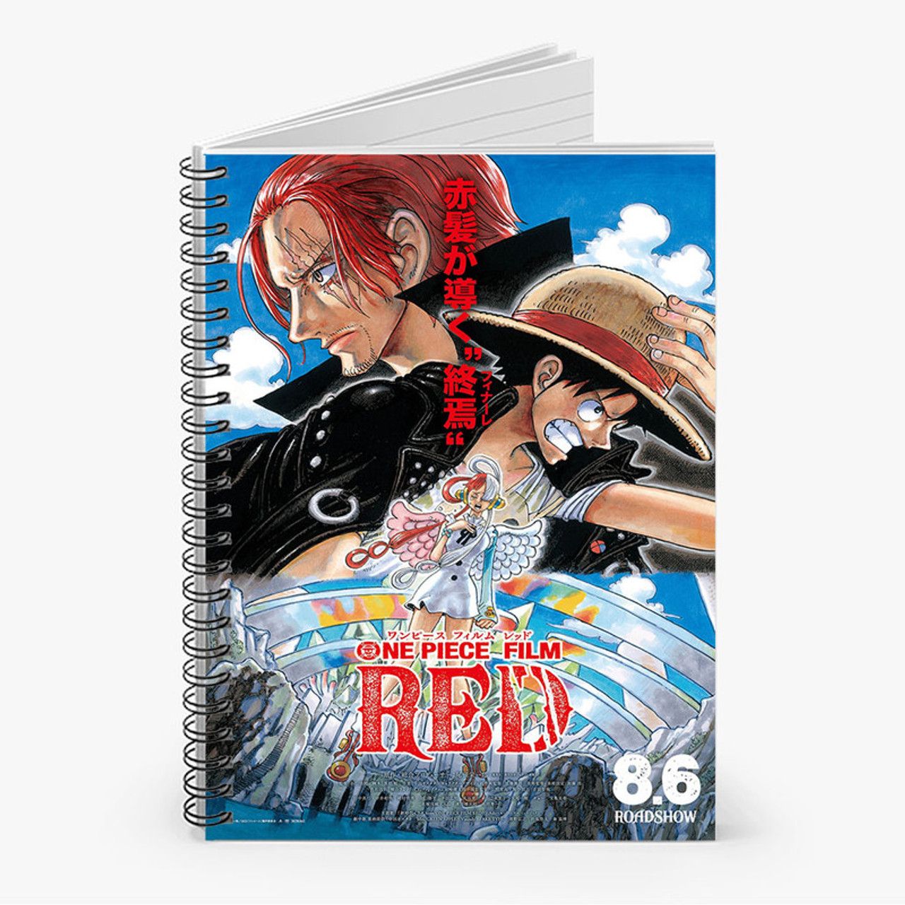 Pastele One Piece Film Red Movie Custom Spiral Notebook Ruled Line