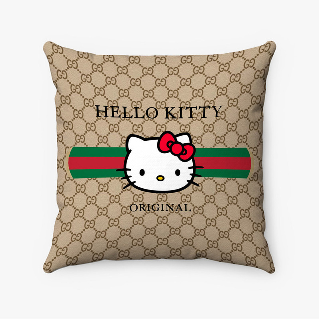 Pastele Hello Kitty Gucci Custom Pillow Case Personalized Spun