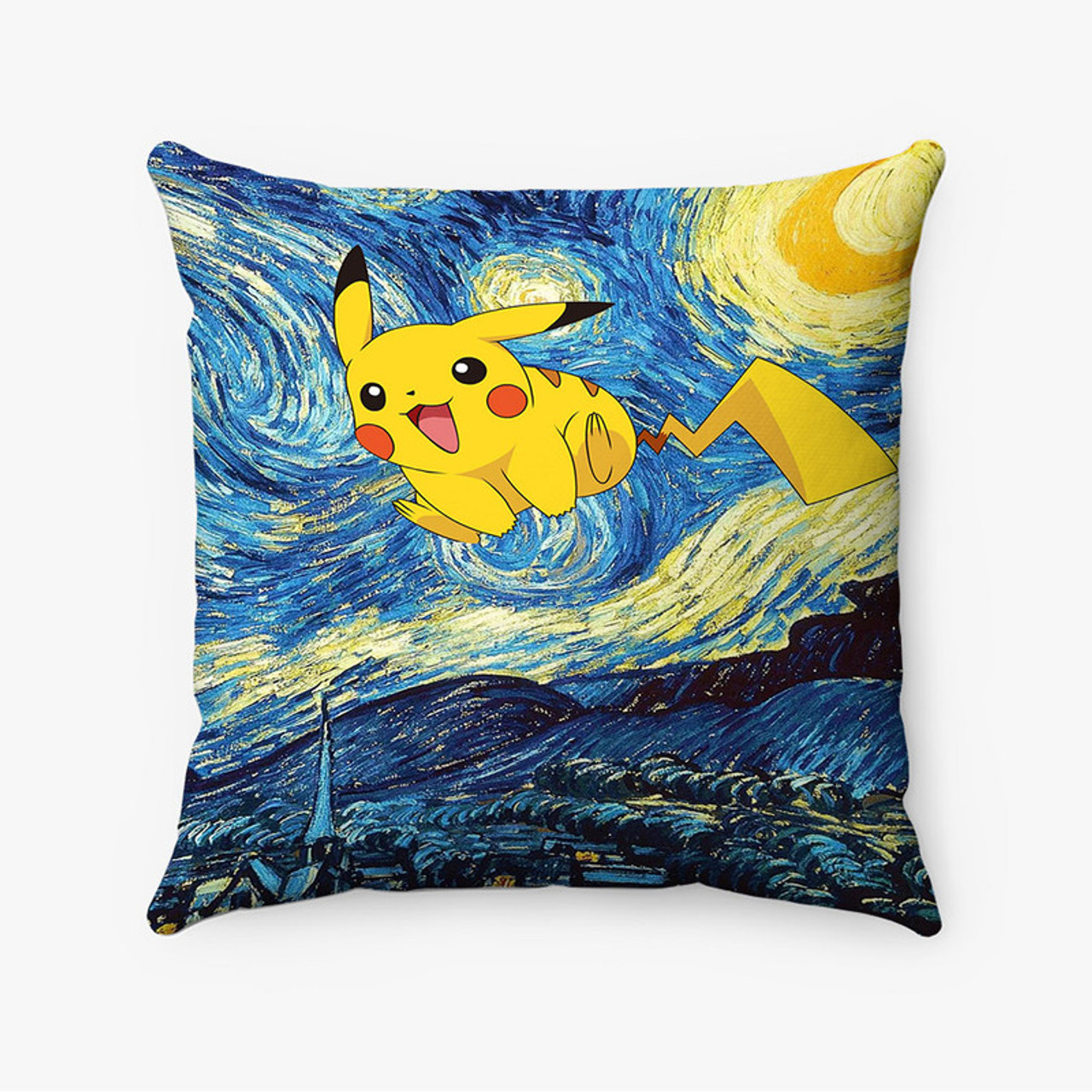 Pastele Pikachu Pokemon Starry Night Custom Pillow Case Personalized Spun  Polyester Square Pillow Cover Decorative Cushion