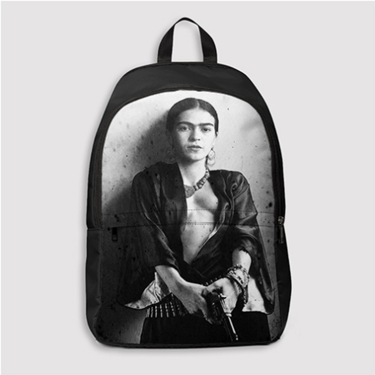 Pastele Frida Kahlo Mexican with Gun Custom Backpack Personalized