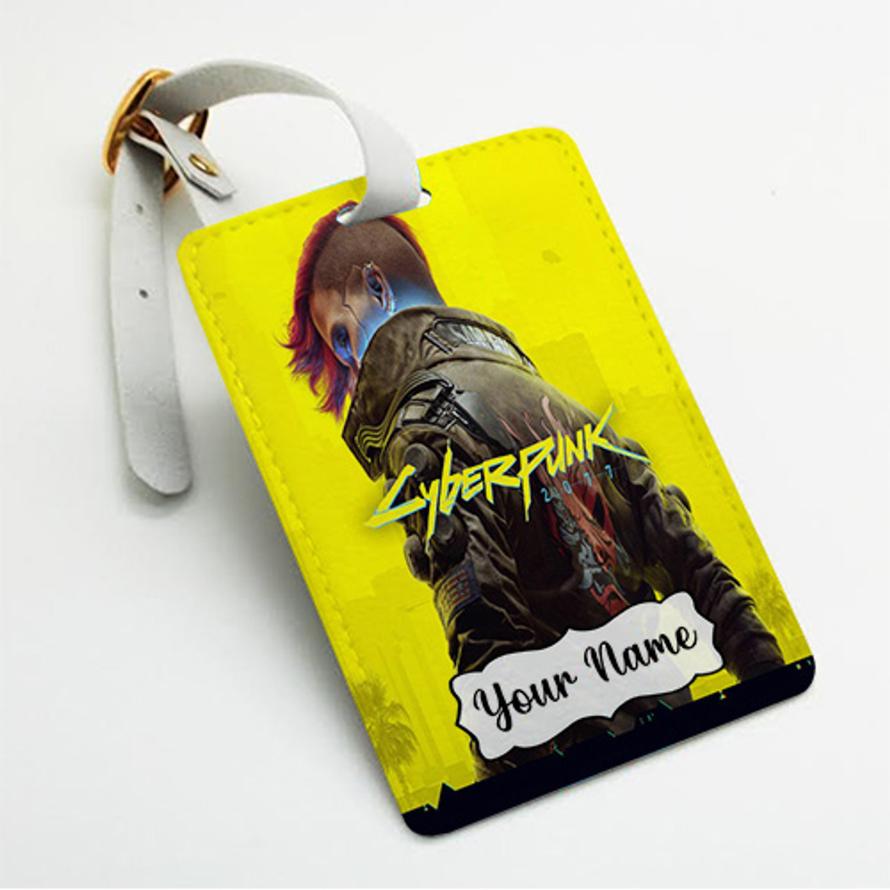 Pastele Cyberpunk 2077 PS5 Custom Luggage Tags Personalized Name PU Leather  Luggage Tag With Strap Awesome