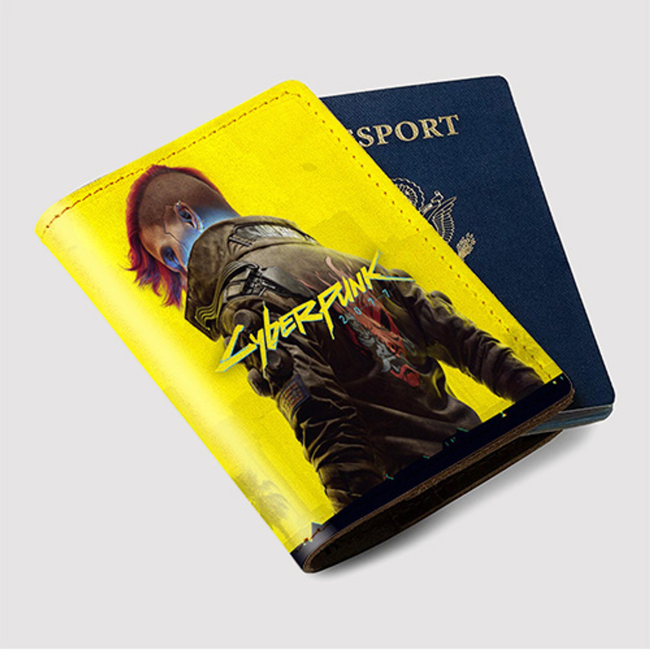 Pastele Cyberpunk 2077 PS5 Custom Passport Wallet Case With Credit Card  Holder Awesome Personalized PU Leather