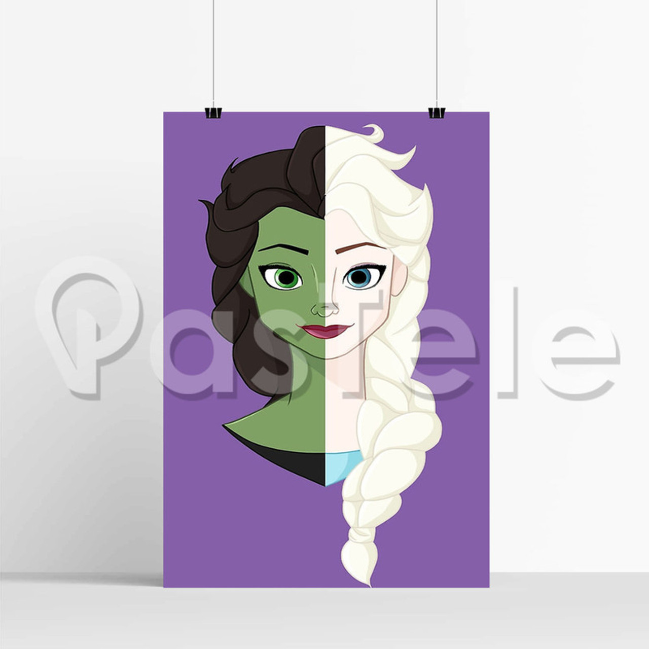 Disney Frozen Elsa and Elphaba Wicked Snow Queen Silk Poster Print Wall  Decor 20 x 13