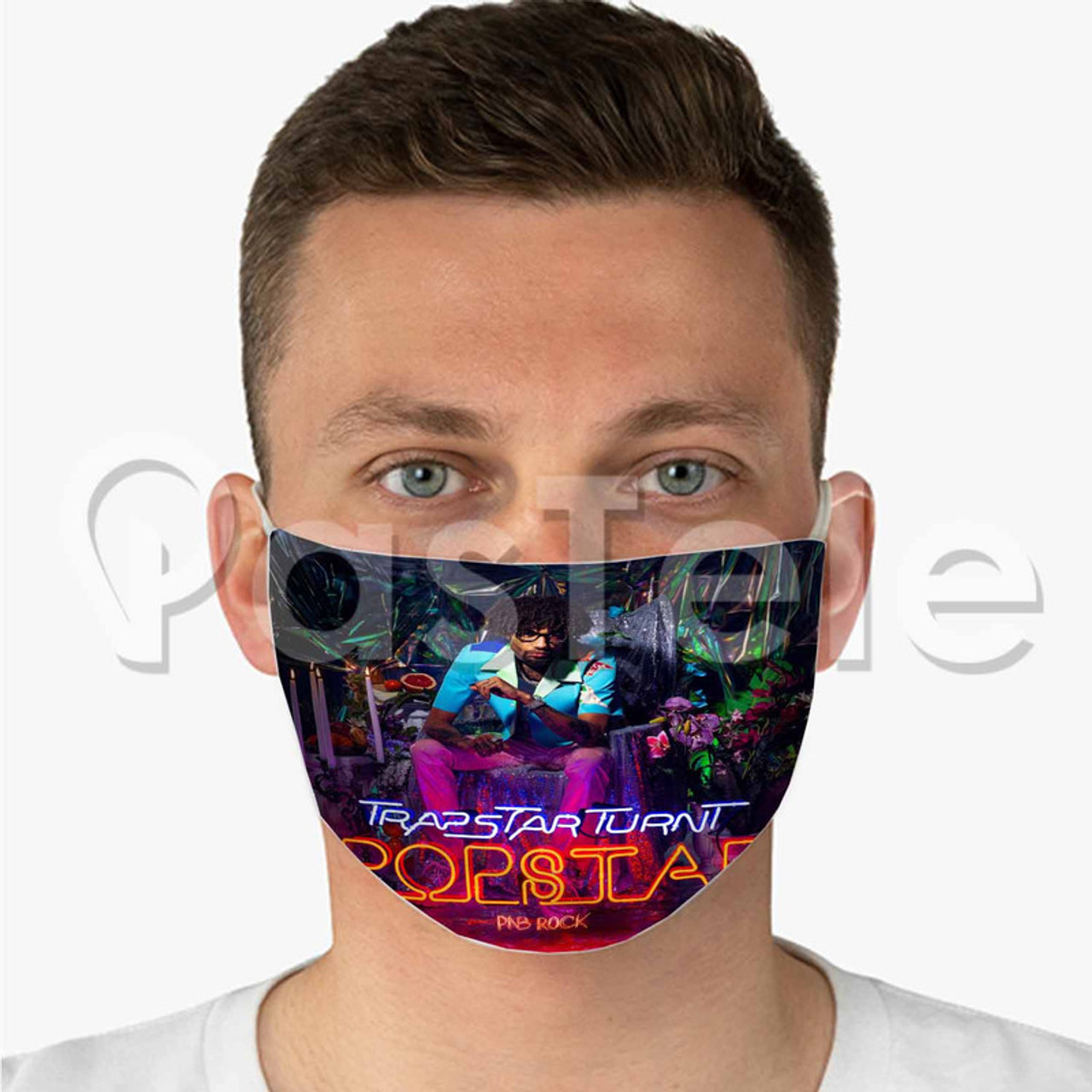 Pn B Rock Trapstar Turnt Popstar Custom Fabric Face Mask Polyester