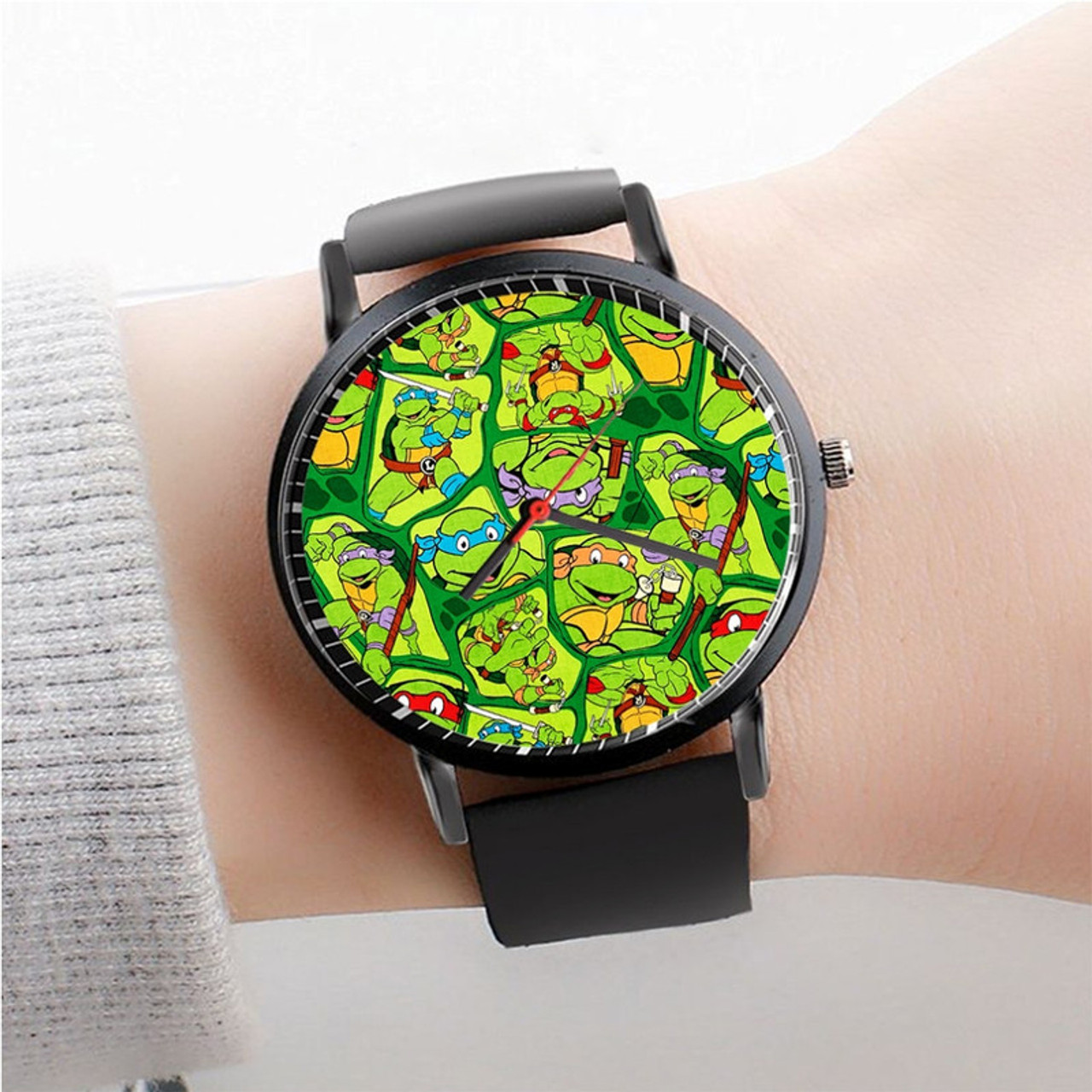 Pastele Teenage Mutant Ninja Turtles Watch Custom Unisex Black Quartz Watch  Premium Gift Box Watches