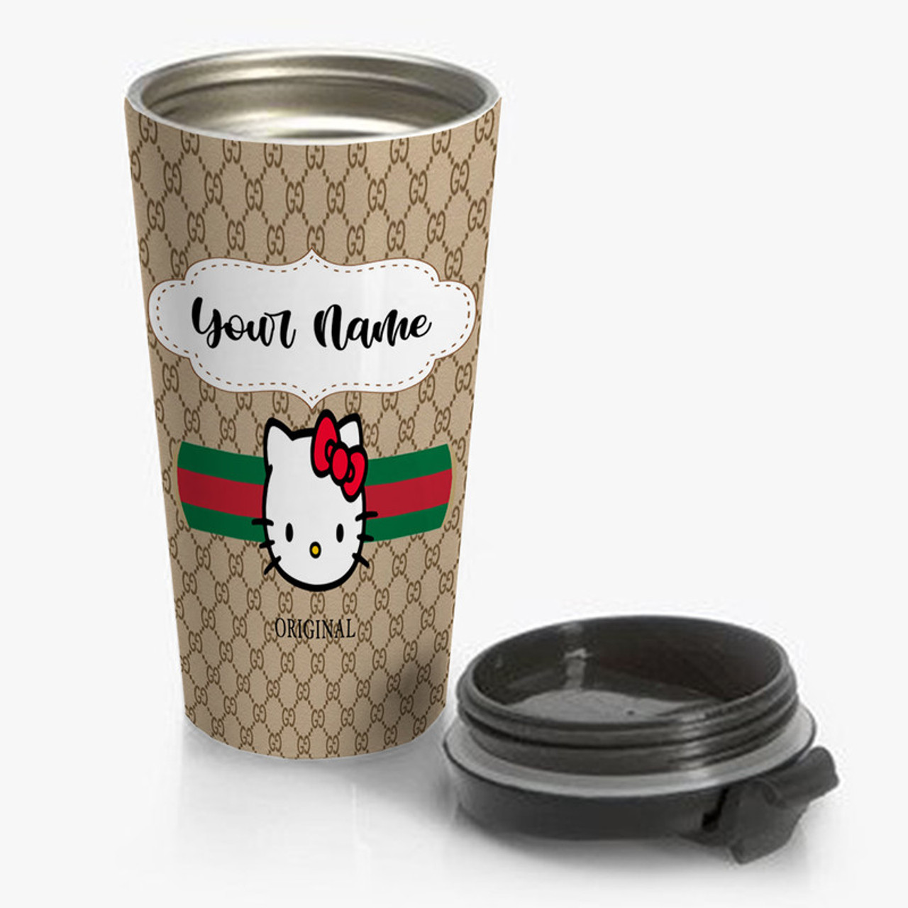 Pastele Hello Kitty Gucci Custom Personalized Name Steinless Steel Travel  Mug