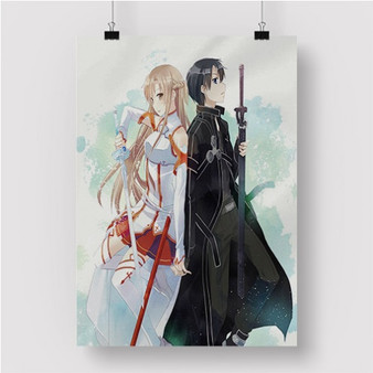 Pastele Sword Art Online Kirito and Asuna Custom Personalized Silk Poster Print Wall Decor 20 x 13 Inch 24 x 36 Inch Wall Hanging Art Home Decoration